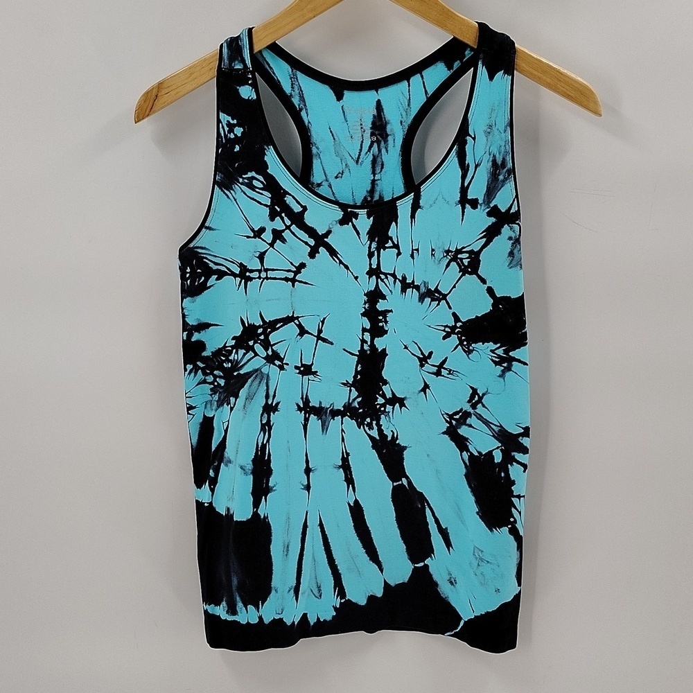 Yelete Tie Dye Athletic Workout Yoga Tank Top Size Small Medium Blue Black